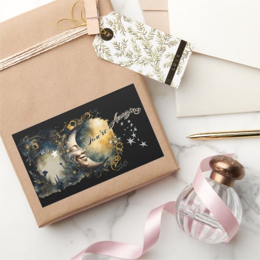 Celestial Moon and Stars "You are Phantastisch" Rechteckiger Aufkleber (Schenken)
