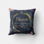 Celestial Moon Birth Stats Keepake Navy Kinderzimm Kissen (Rückseite)