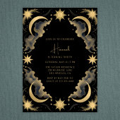 Celestial Moon Black Gold Tarot Birthday Einladung