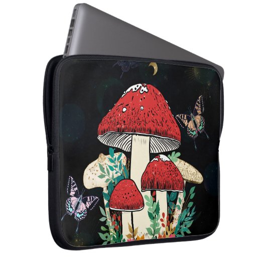 Celestial Moon Boho Magic Mushrooms Laptopschutzhülle (Vorne Rechts)