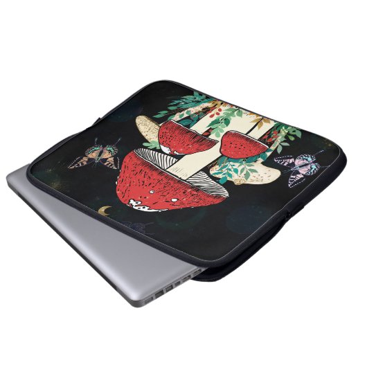 Celestial Moon Boho Magic Mushrooms Laptopschutzhülle (Vorne Knopf)