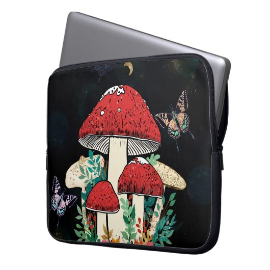 Celestial Moon Boho Magic Mushrooms Laptopschutzhülle (Vorderseite Links)