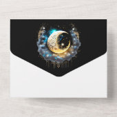 Celestial Moon Bridal Pärchen Silhouette Sterne All In One Einladung (Rückseite)