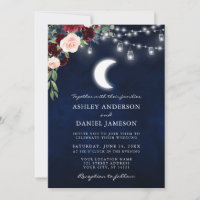 Celestial Moon Burgundy Floral Jar Lights Wedding