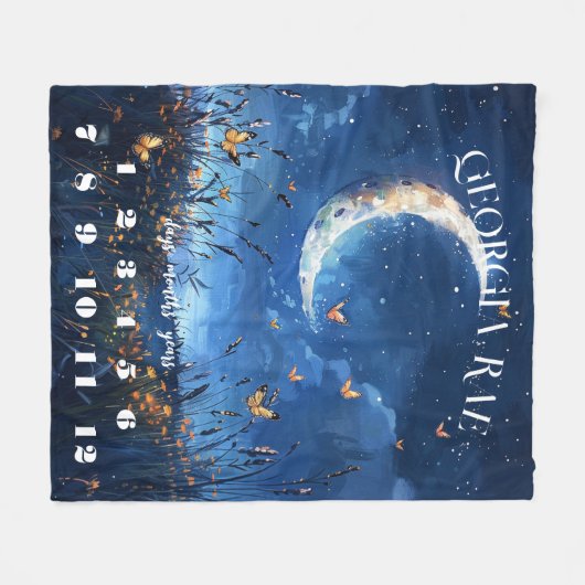 Celestial Moon & Butterfly Baby Milestone Fleecedecke (Vorderseite (Horizontal))