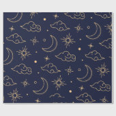 Celestial Moon & Cloud Wrapping Paper Geschenkpapier (Flach)
