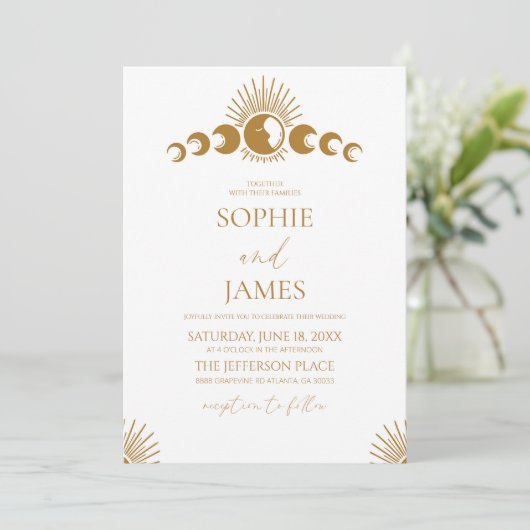 Celestial Moon Cycle Minimal Einladung (Stehend Vorderseite)