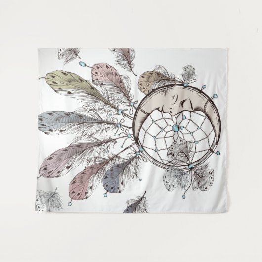 Celestial Moon Dreamcatcher Wandteppich (Vorderseite (Horizontal))