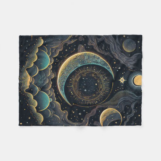 Celestial Moon Fleecedecke (Vorderseite (Horizontal))
