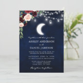 Celestial Moon Floral Jar Lights Foto Hochzeit Einladung (Stehend Vorderseite)