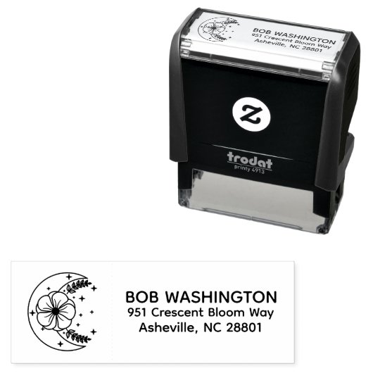 Celestial Moon & Flower Return Address Stamp Permastempel (Beispiel)