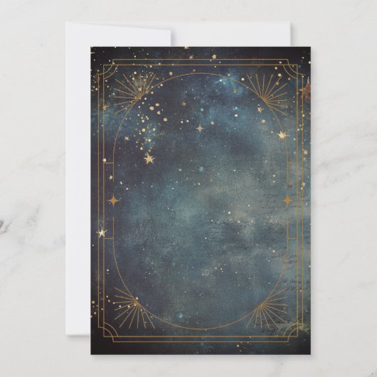 Celestial Moon Frame Dark Galaxy Sky Bridal Shower Einladung (Rückseite)