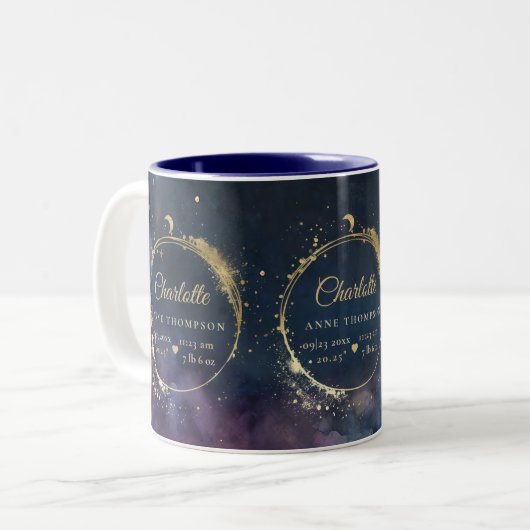 Celestial Moon Geschenk Geburtsstaten Keepake Navy Zweifarbige Tasse (Vorderseite Links)