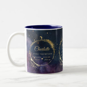 Celestial Moon Geschenk Geburtsstaten Keepake Navy Zweifarbige Tasse