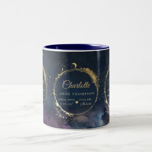 Celestial Moon Geschenk Geburtsstaten Keepake Navy Zweifarbige Tasse (Mittel)