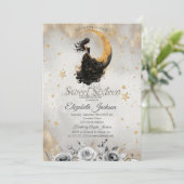 Celestial Moon Girl Blume Sterne Süß 16 Einladung (Stehend Vorderseite)