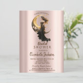 Celestial Moon Girl Rose Gold Brautparty Einladung (Stehend Vorderseite)