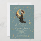 Celestial Moon Girl Stars Mint Green Brautparty Einladung (Vorderseite)
