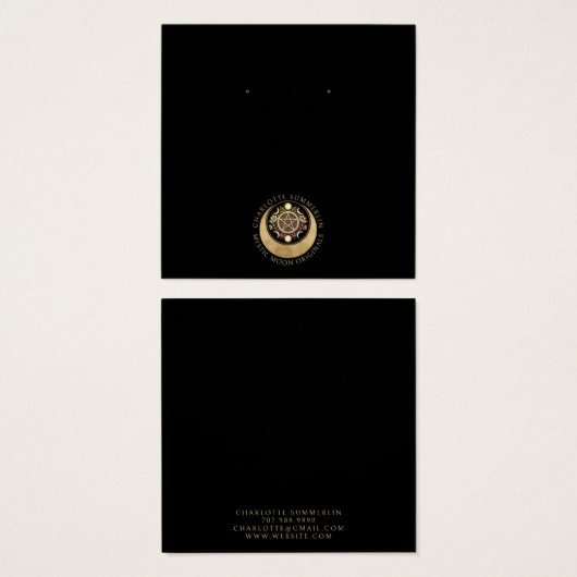 Celestial Moon Gold Black Earring Display Cards (Vorne & Hinten)