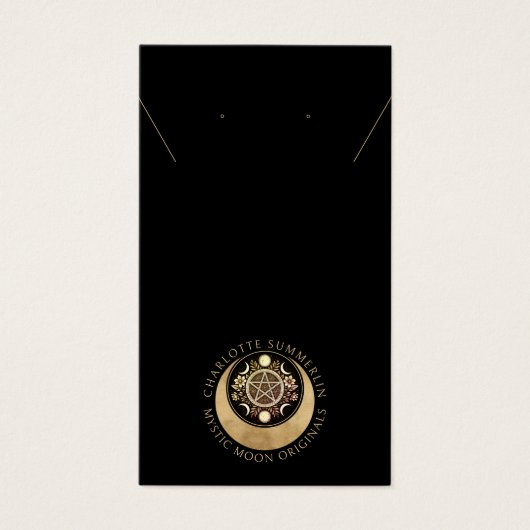 Celestial Moon Gold Black Earring Necklace Display (Vorderseite)