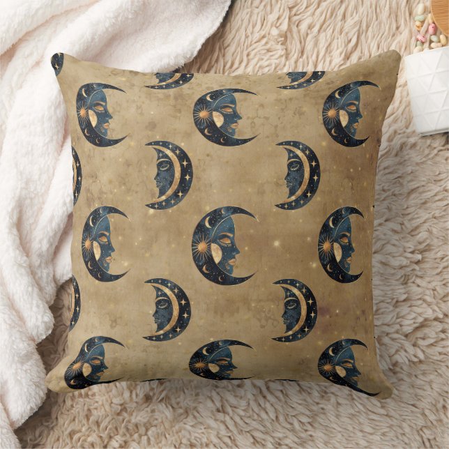 Celestial Moon Gold Starry Night Pattern (5) Kissen (Decke)