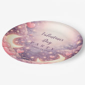 Celestial Moon Hearts Valentine Party Pappteller (Schrägansicht)