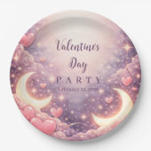 Celestial Moon Hearts Valentine Party Pappteller (Vorderseite)