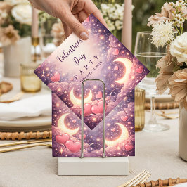 Celestial Moon Hearts Valentine Party Serviette