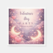 Celestial Moon Hearts Valentine Party Serviette (Vorderseite)