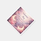 Celestial Moon Hearts Valentine Party Serviette (Ecke)
