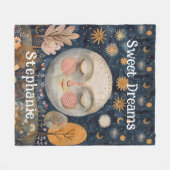 Celestial Moon Individuelle Name Süße Träume Kinde Fleecedecke (Vorderseite (Horizontal))