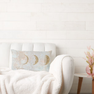 Celestial Moon Monogram Elegant Bolster Pillow Lendenkissen