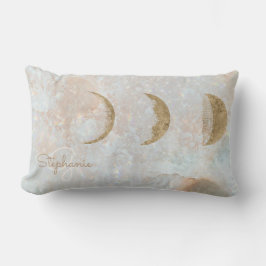 Celestial Moon Monogram Elegant Bolster Pillow Lendenkissen