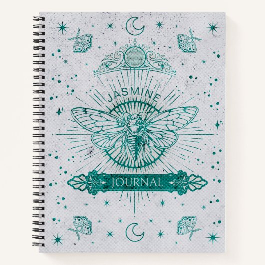 Celestial Moon Moth Personalisiert Journal Notizblock (Vorderseite)