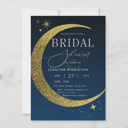 Celestial Moon Mystical Starry Night Brautparty Einladung (Vorderseite)