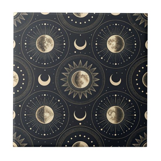 Celestial Moon Phase (4) Fliese (Vorderseite)