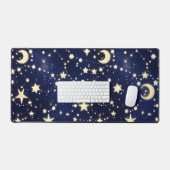 Celestial Moon Phase Astrology – Velvet Navy Schreibtischunterlage (Tastatur & Maus)