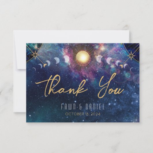 Celestial Moon Phase Dankeschön Card Dankeskarte (Vorderseite)