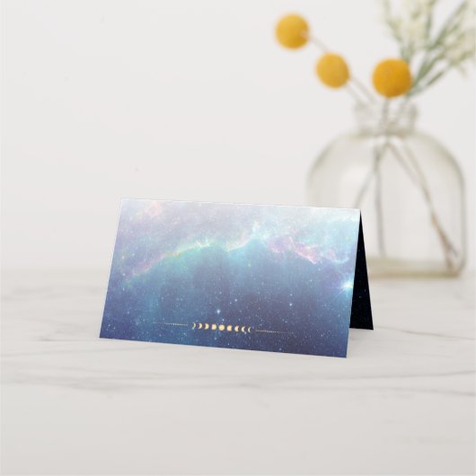 Celestial Moon Phase Galaxy Platzkarte (Rückseite)