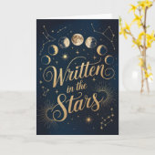 Celestial Moon Phase Gold and Navy Zodiac Birthday Karte (Gelbe Blume)