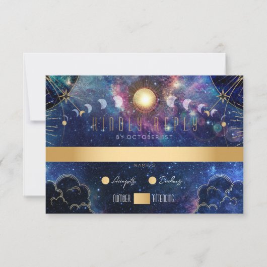 Celestial Moon Phase RSVP Card Karte (Vorderseite)