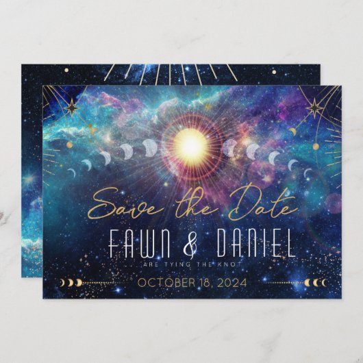 Celestial Moon Phase Save the Date (Vorne/Hinten)