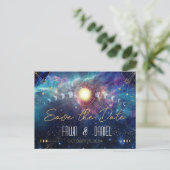 Celestial Moon Phase Save the Date Postkarte (Stehend Vorderseite)
