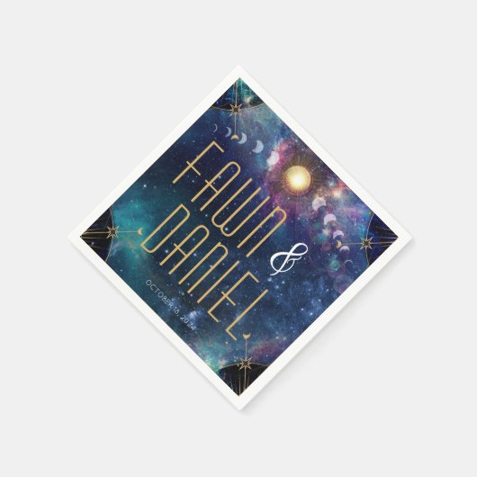 Celestial Moon Phase Wedding Napkins Serviette (Ecke)