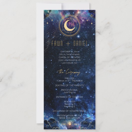 Celestial Moon Phase Wedding Program (Vorderseite)