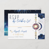 Celestial Moon Phase White RSVP Card (Vorne/Hinten)
