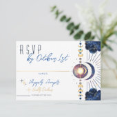 Celestial Moon Phase White RSVP Card Karte (Stehend Vorderseite)