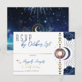 Celestial Moon Phase White RSVP Card Karte (Vorne/Hinten)