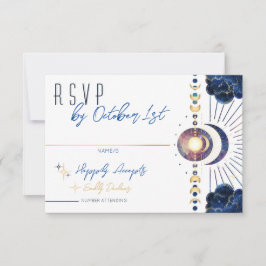 Celestial Moon Phase White RSVP Card Karte
