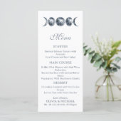 Celestial Moon Phases Boho Editable Wedding Menu Menükarte (Stehend Vorderseite)